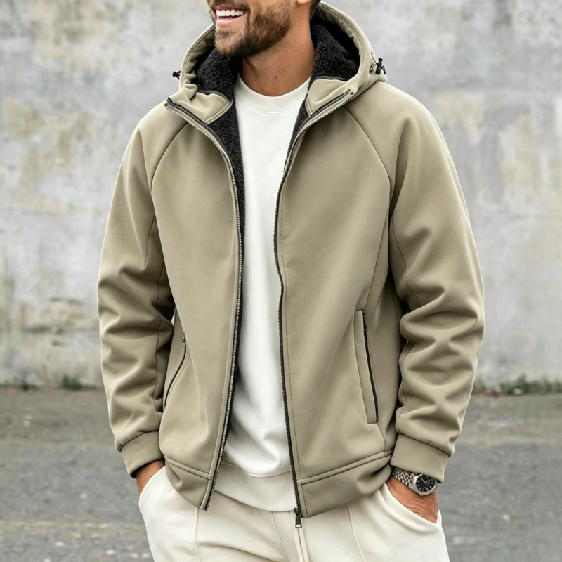 Windbreaker Men Zip - Gruba kurtka polarowa męska z kapturem,