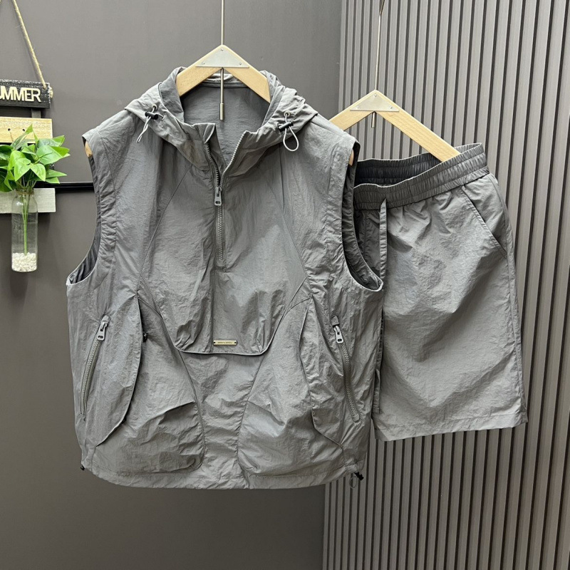 Mens Fashion Vest - 2-częściowy, modny i swobodny zestaw: kurtka