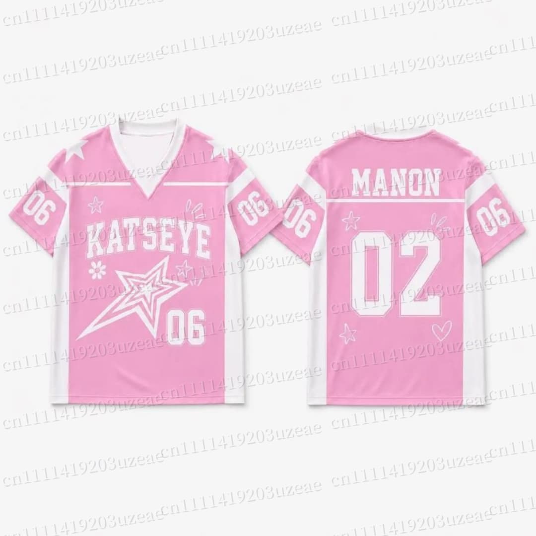 Men'S Fashion Pink Shirt - Koszulka KATSEYE z grafiką różowej gwiazdy,