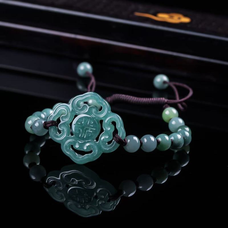 Mens Fashion Bracelet - Bransoletka z naturalnego jadeitu klasy A,