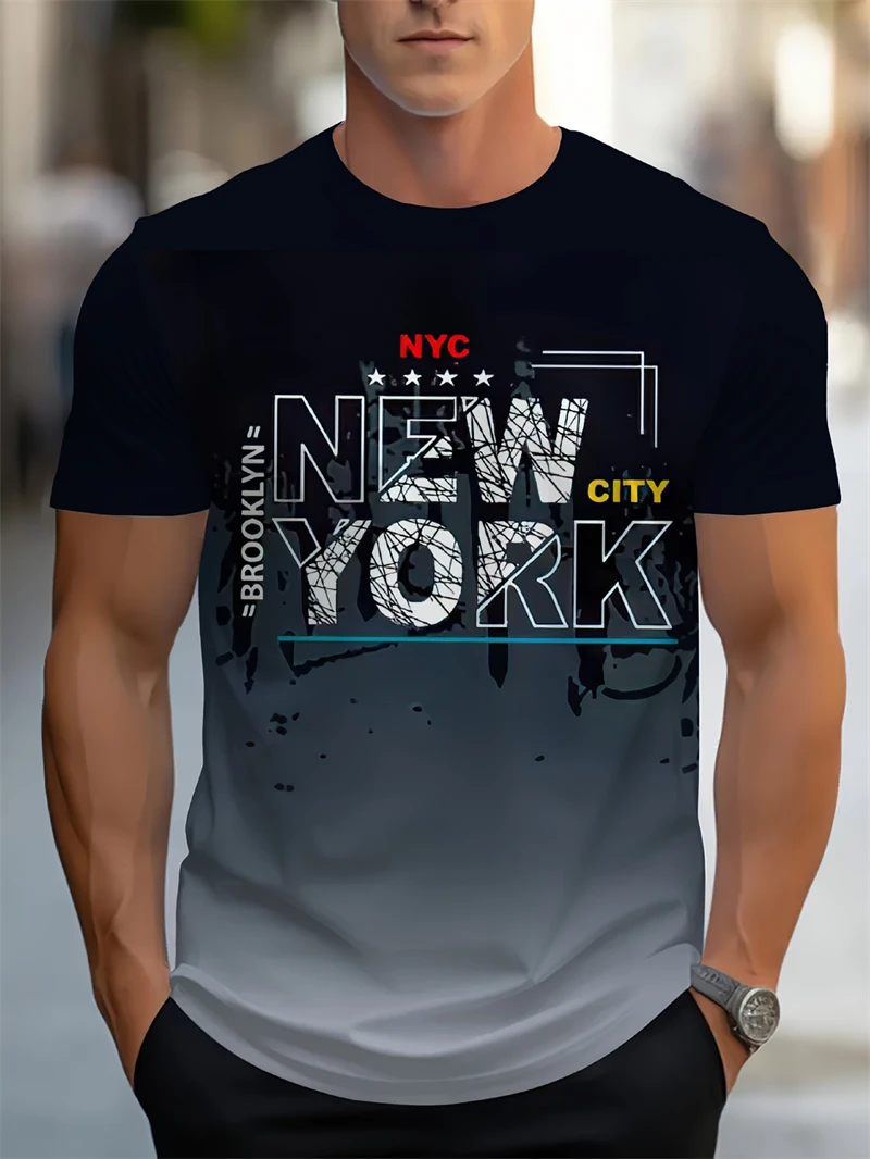 Men'S Fashion Nyc - Modna męska koszulka z nadrukiem Nowego
