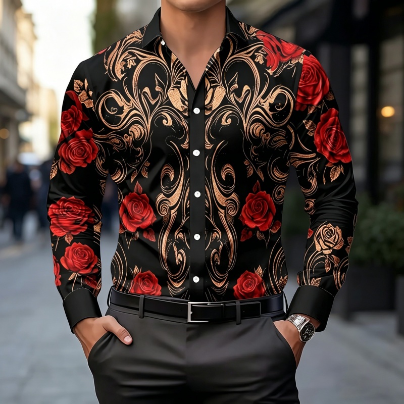 Mens Fashion Top - Modna koszula męska z nadrukiem na