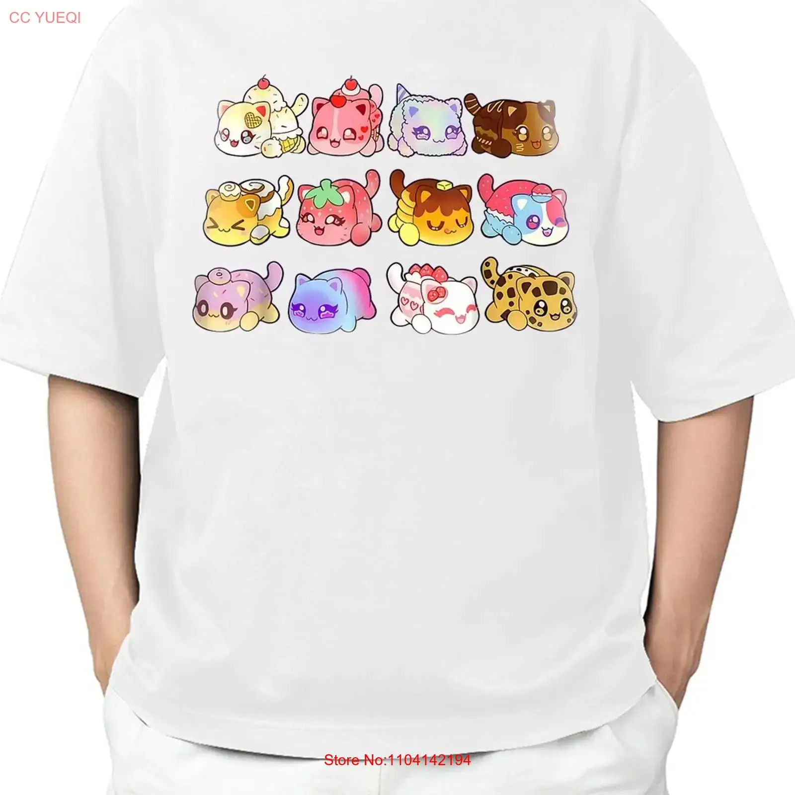Men'S Fashion Pink Shirt - Koszulka z pluszowymi kotami Meemeow, miękka,