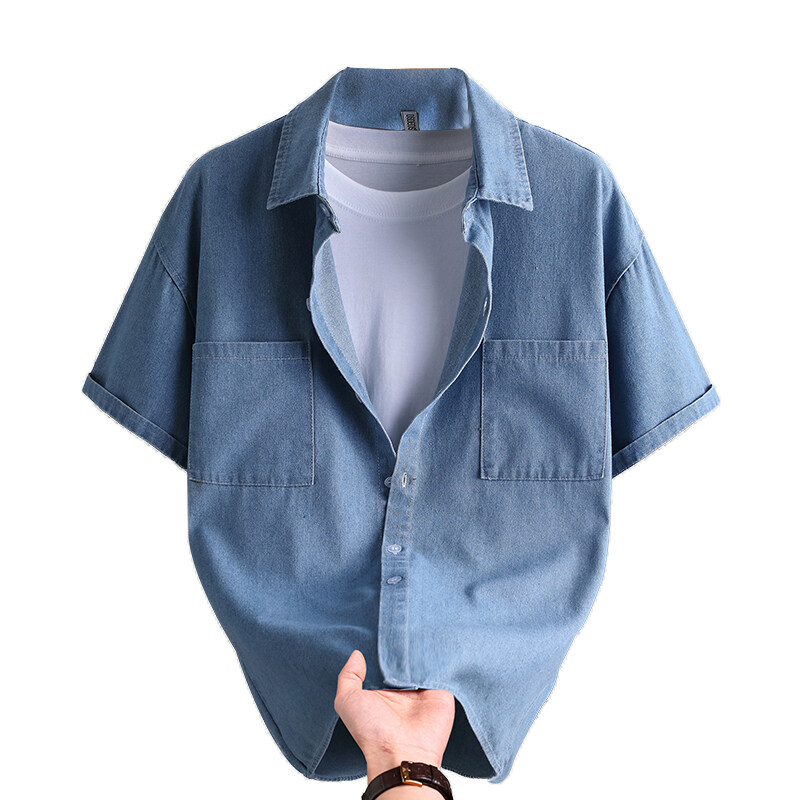 Mens Fashion Denim - Męska koszula dżinsowa, letnia moda, jednolity