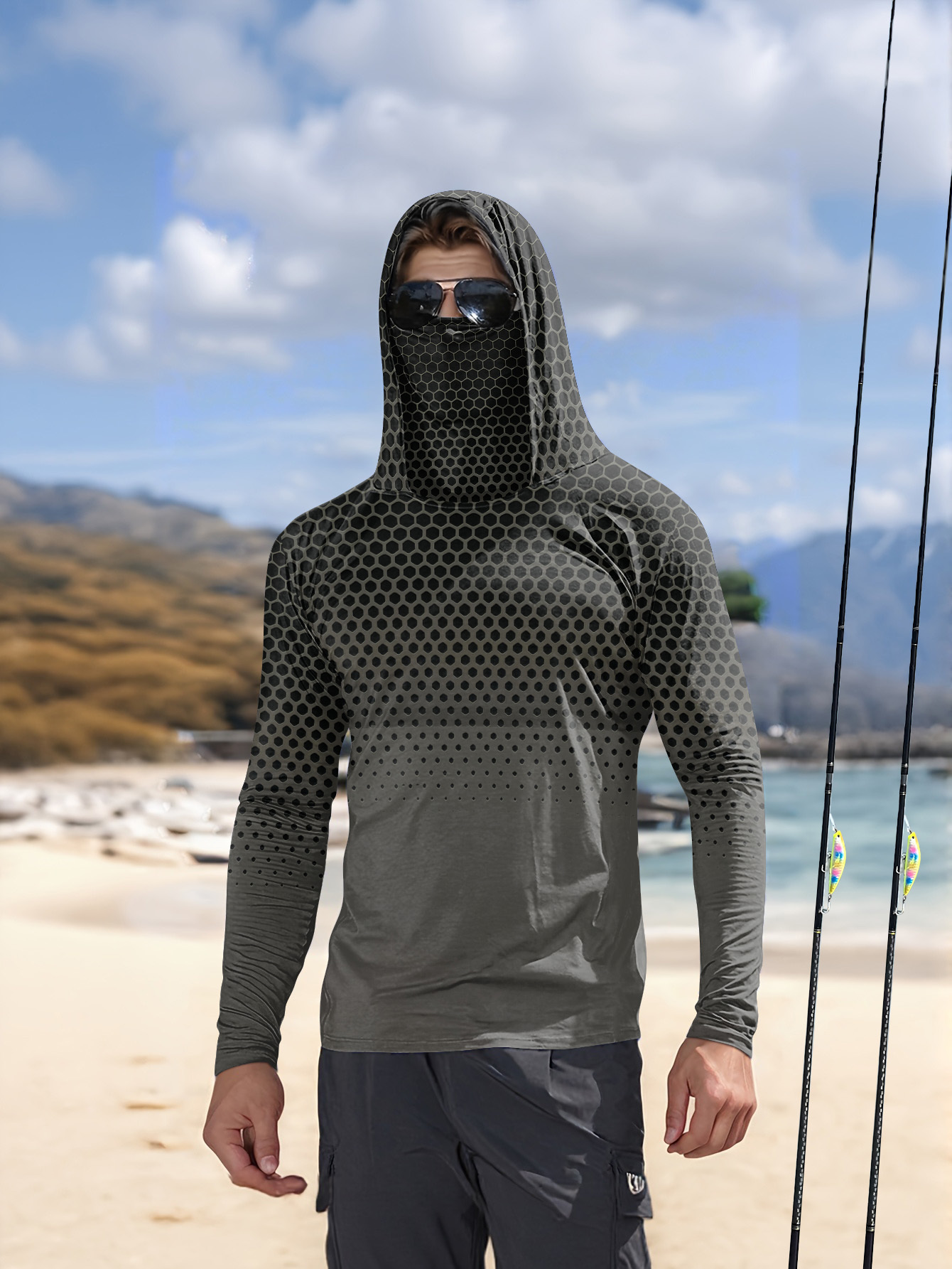 Mens Fashion Summer - Szara koszulka w plasterki miodu z