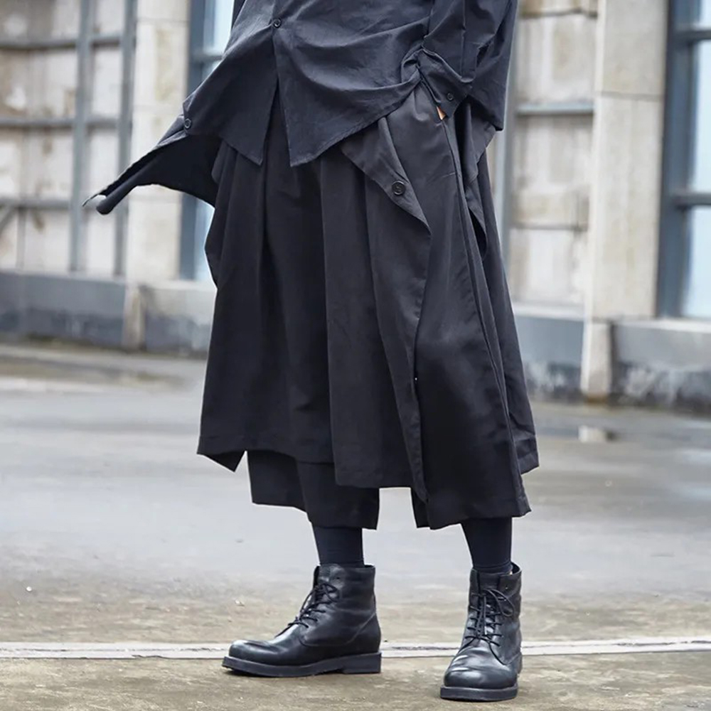 Mens Fashion Trend 2026 - Gotyckie ciemne spodnie Y2k z nieregularnymi