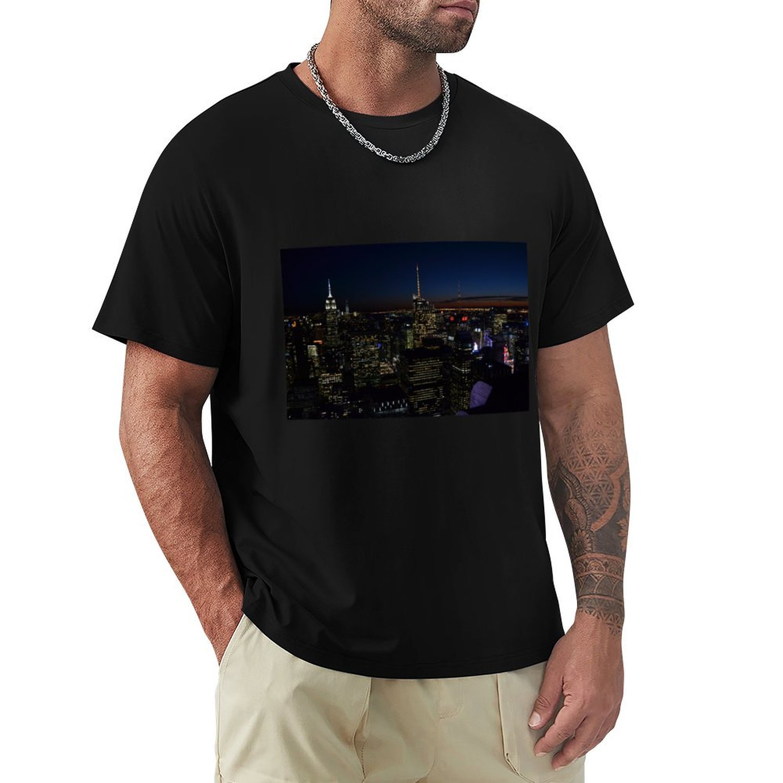 Men'S Fashion Nyc - Koszulka NYC nocą – casualowa, modna,