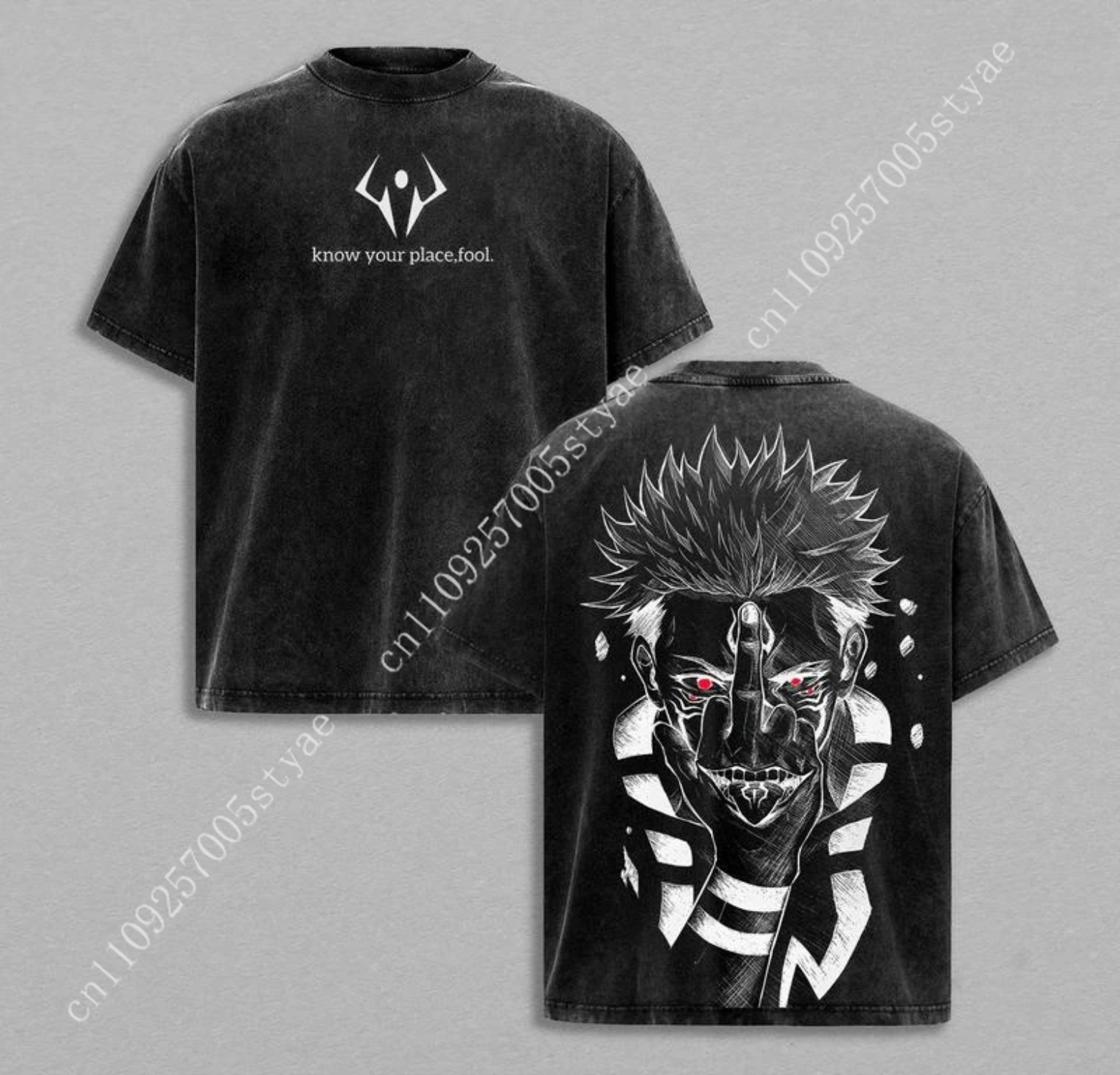 Graphic Tee Oversized - Anime Ryomen Sukuna Graficzna Koszulka T-shirt