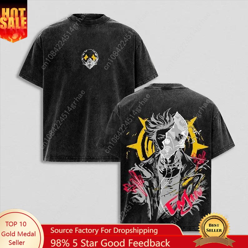 Graphic Tee Oversized - Koszulka Gachiakuta Vintage Anime z efektem