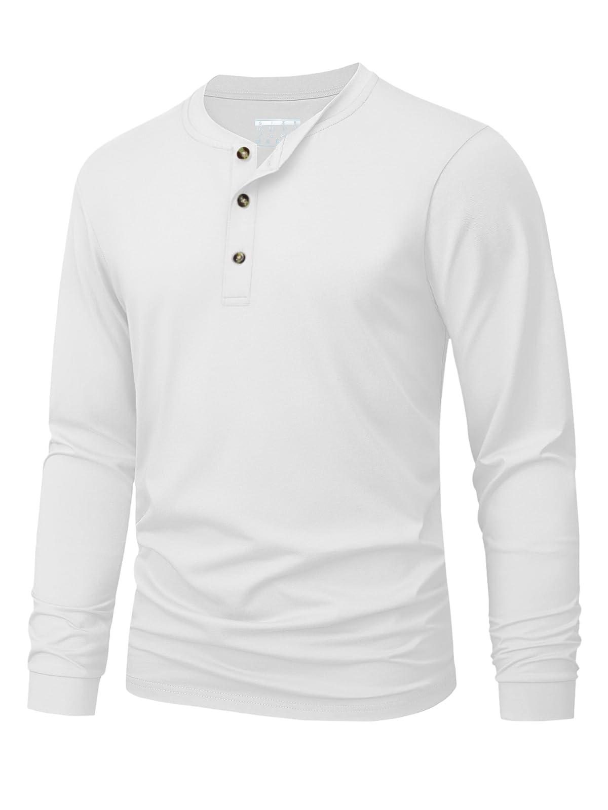 Mens Fashion Top - Męska koszulka Henley, prosta, jednokolorowa, z