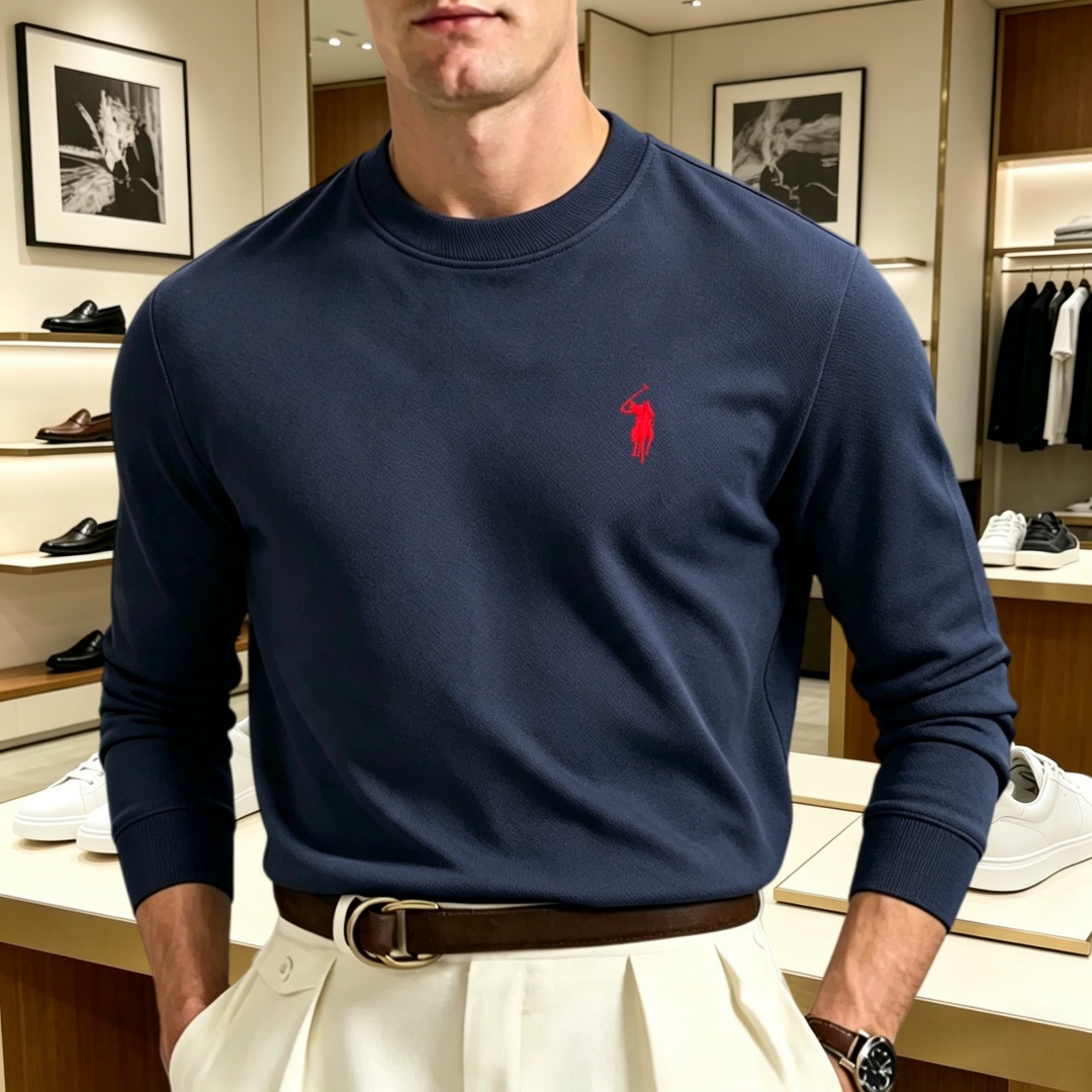 Mens Fashion Top - Miękka bawełniana koszulka męska z długim