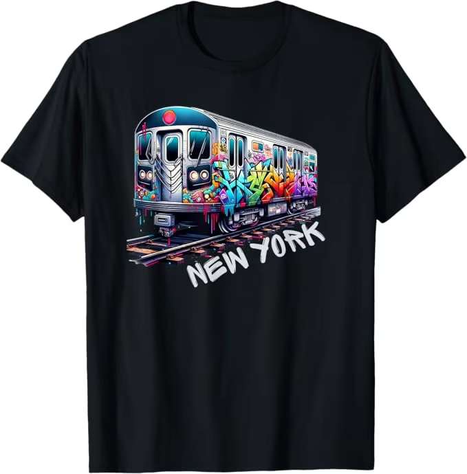 Men'S Fashion Nyc - Koszulka w stylu graffiti z pociągiem