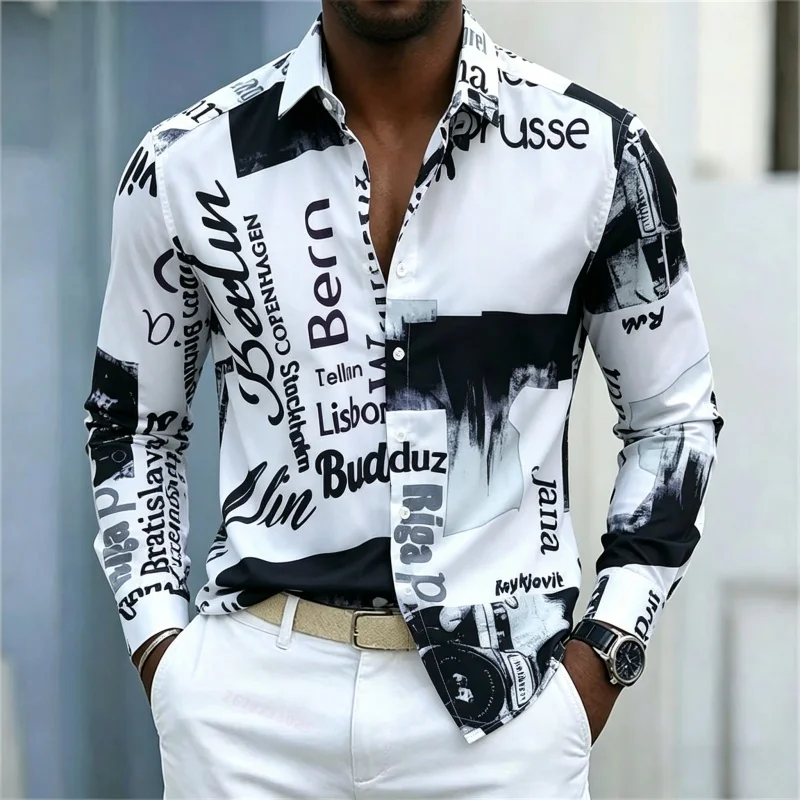 Męska koszula z nadrukiem, z d – Mens Fashion Summer recenzja i cena