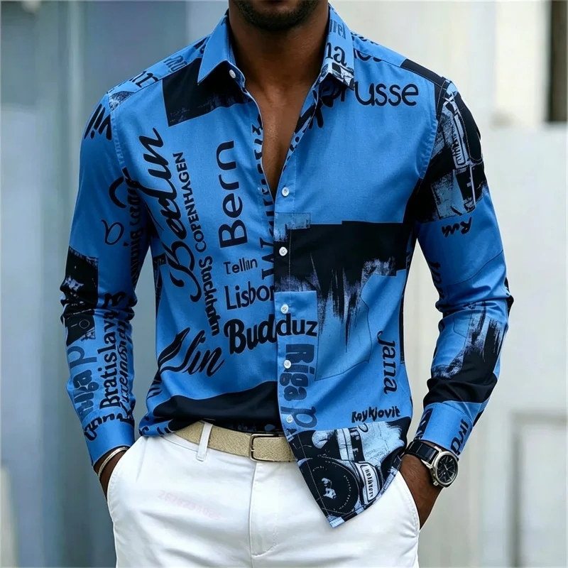 Męska koszula z nadrukiem, z d – Mens Fashion Summer recenzja i cena