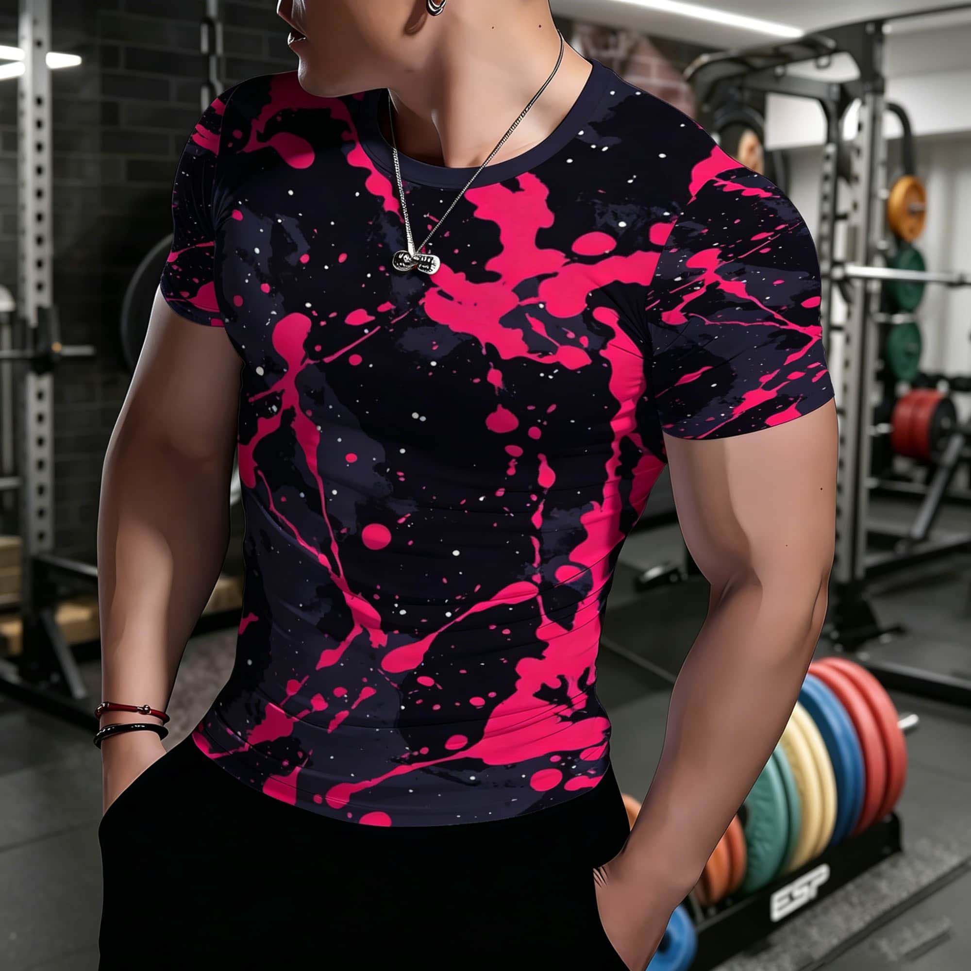 Koszulka Hip Hop Streetwear z  – Men'S Fashion Pink Shirt recenzja i cena