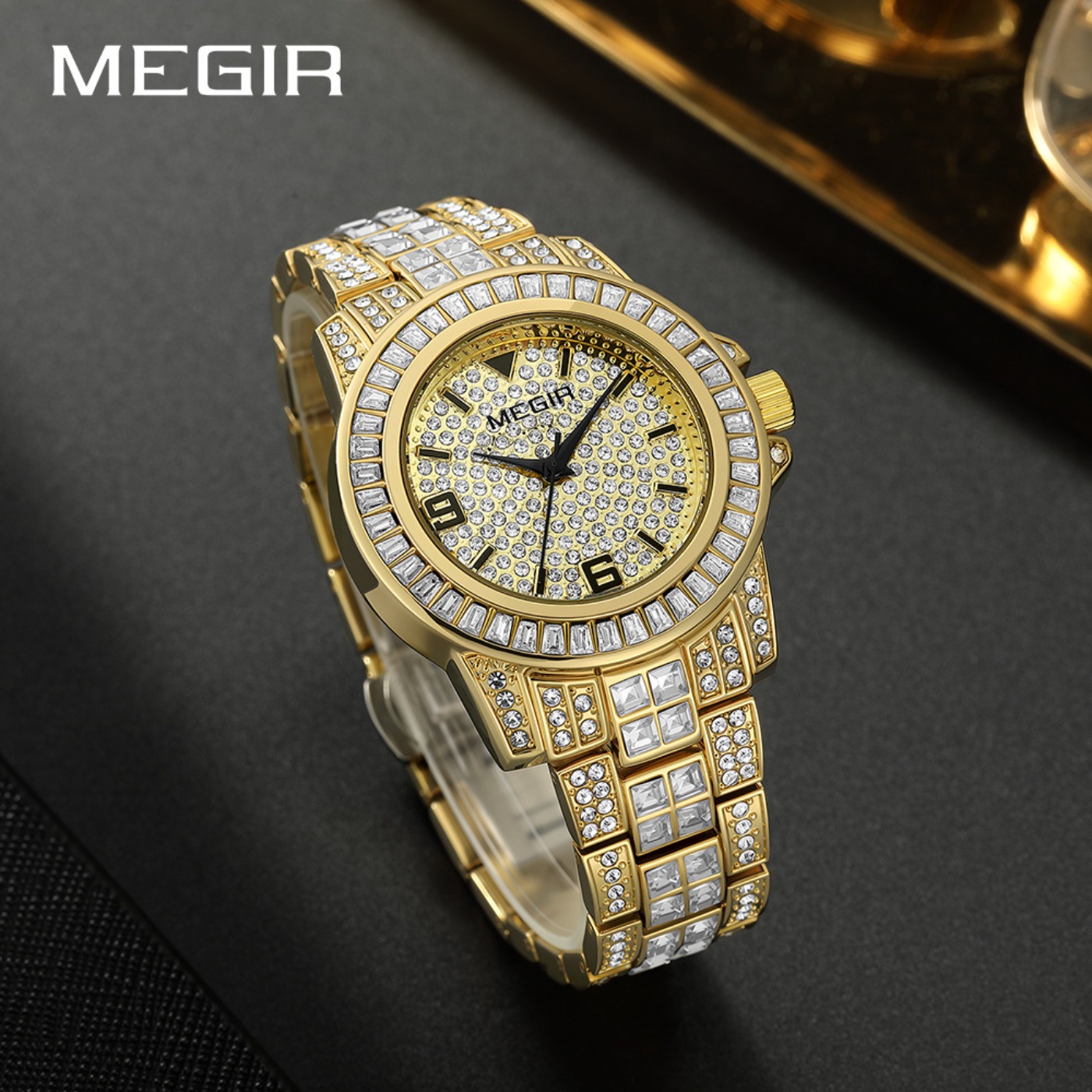Zegarki MEGIR Luxury Diamond,  – Mens Fashion Bracelet recenzja i cena