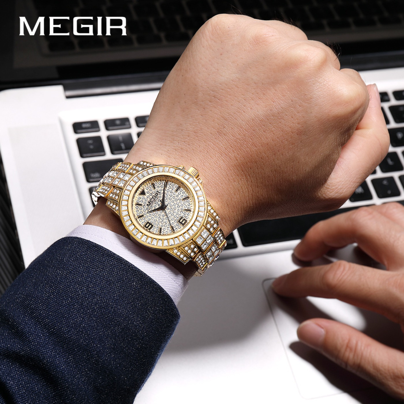 Zegarki MEGIR Luxury Diamond,  – Mens Fashion Bracelet recenzja i cena