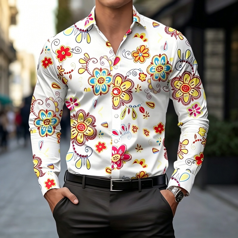 Modna koszula męska z nadrukie – Mens Fashion Top recenzja i cena