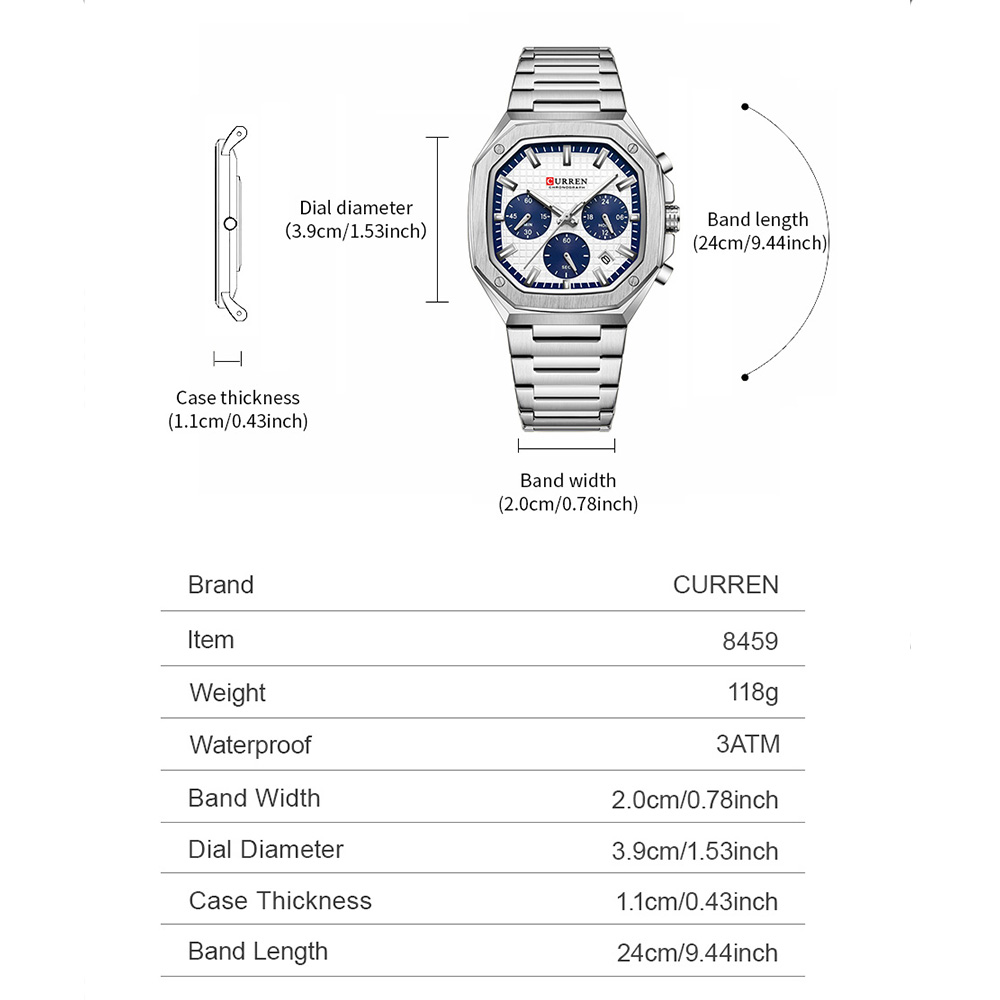 CURREN Luksusowy kwadratowy ze – Mens Fashion Bracelet recenzja i cena